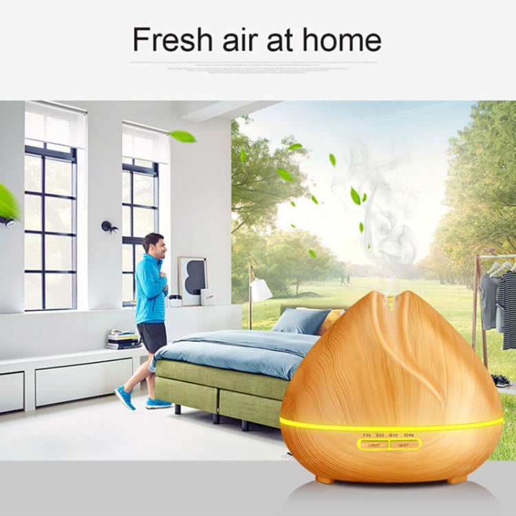 Peach Shape Wood Grain Remote Control Ultrasonic Humidifier Aromatherapy Machine Automatic Alcohol Sprayer with LED Lights, Capacity: 400mL, AU Plug (Light Wood Color)