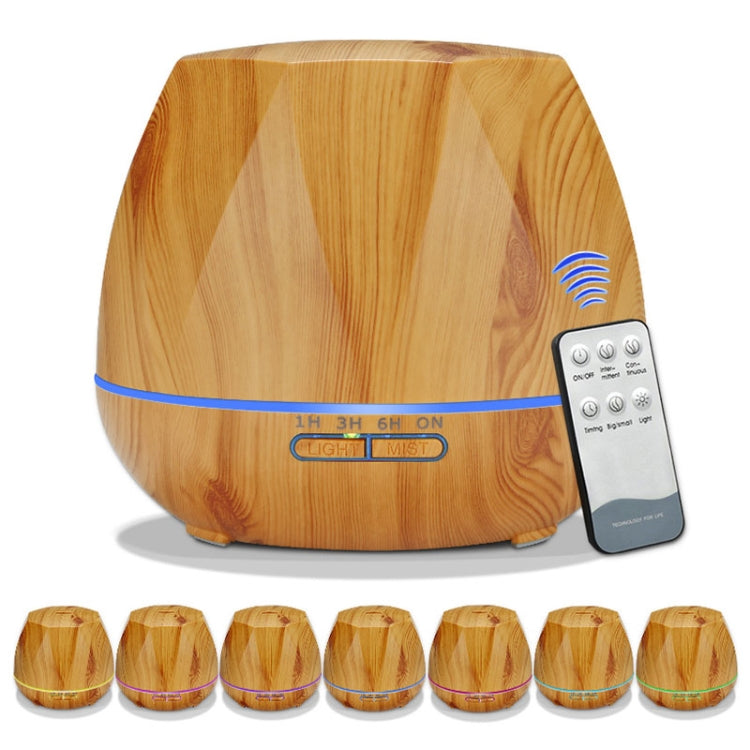 Diamond Wood Grain Remote Control Ultrasonic Humidifier Aromatherapy Machine Automatic Alcohol Sprayer with LED Lights, Capacity: 400mL, EU Plug (Light Wood Color)