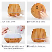 Diamond Wood Grain Remote Control Ultrasonic Humidifier Aromatherapy Machine Automatic Alcohol Sprayer with LED Lights, Capacity: 400mL, EU Plug (Light Wood Color)