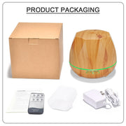 Diamond Wood Grain Remote Control Ultrasonic Humidifier Aromatherapy Machine Automatic Alcohol Sprayer with LED Lights, Capacity: 400mL, EU Plug (Light Wood Color)