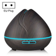 Peach Shape Wood Grain Remote Control Ultrasonic Humidifier Aromatherapy Machine Automatic Alcohol Sprayer with LED Lights, Capacity: 400mL, EU Plug (Dark Wood Color) - free shipping - PMC TechLife - Order now!