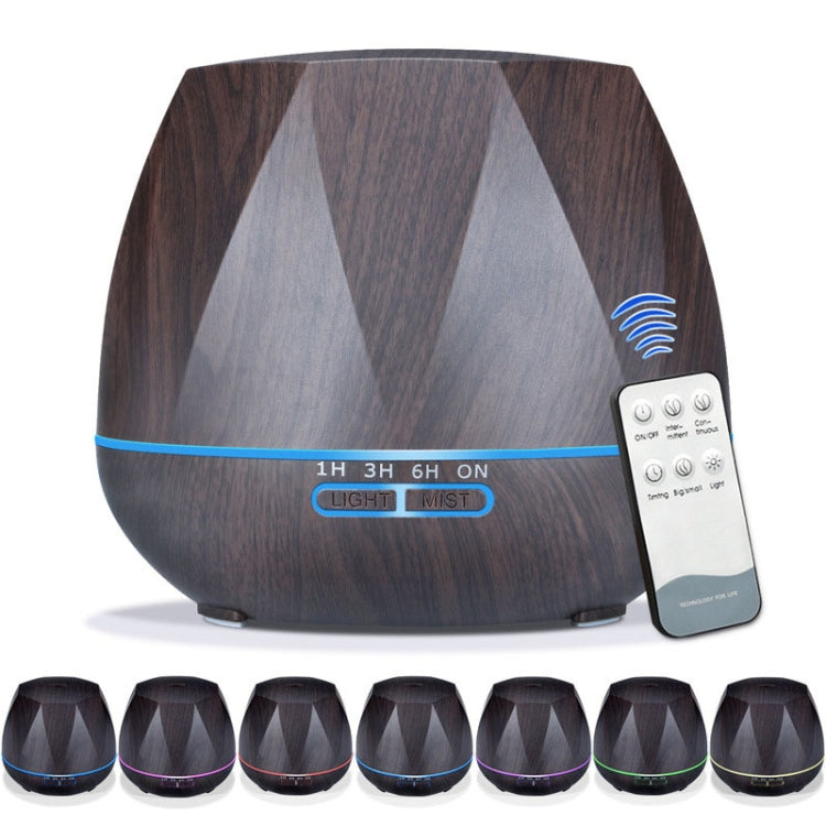 Diamond Wood Grain Remote Control Ultrasonic Humidifier Aromatherapy Machine Automatic Alcohol Sprayer with LED Lights, Capacity: 400mL, US Plug (Dark Wood Color)