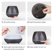 Diamond Wood Grain Remote Control Ultrasonic Humidifier Aromatherapy Machine Automatic Alcohol Sprayer with LED Lights, Capacity: 400mL, US Plug (Dark Wood Color)