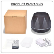 Diamond Wood Grain Remote Control Ultrasonic Humidifier Aromatherapy Machine Automatic Alcohol Sprayer with LED Lights, Capacity: 400mL, US Plug (Dark Wood Color)