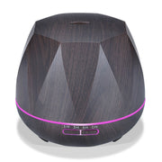 Diamond Wood Grain Remote Control Ultrasonic Humidifier Aromatherapy Machine Automatic Alcohol Sprayer with LED Lights, Capacity: 400mL, UK Plug (Dark Wood Color)