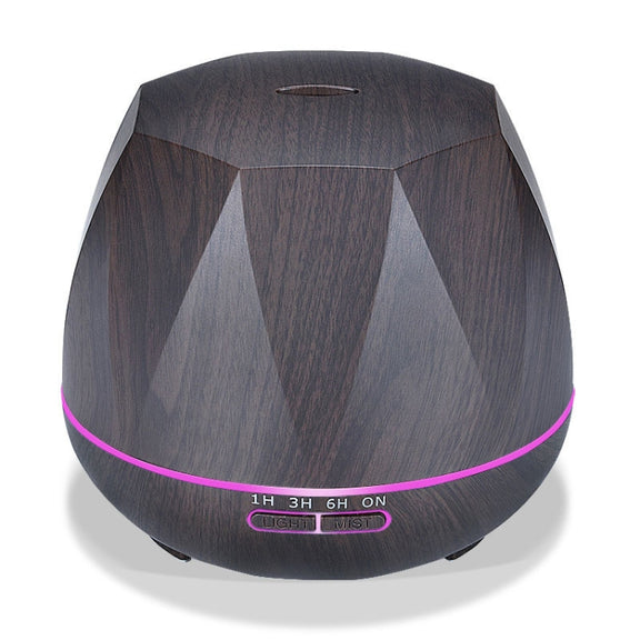 Diamond Wood Grain Remote Control Ultrasonic Humidifier Aromatherapy Machine Automatic Alcohol Sprayer with LED Lights, Capacity: 400mL, UK Plug (Dark Wood Color)