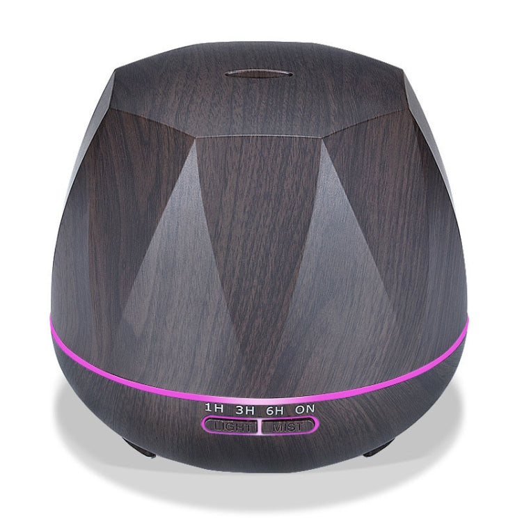 Diamond Wood Grain Remote Control Ultrasonic Humidifier Aromatherapy Machine Automatic Alcohol Sprayer with LED Lights, Capacity: 400mL, UK Plug (Dark Wood Color)