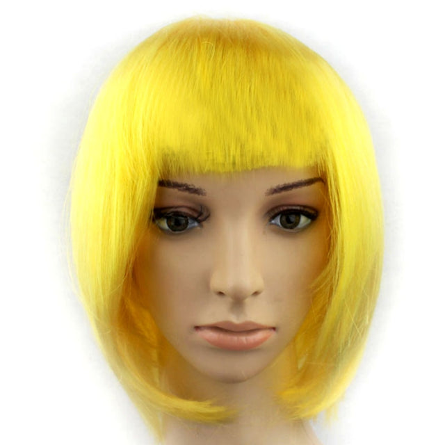 Party Cosplay Headwear Straight Short PET Wigs For Female(Dark Gold)
