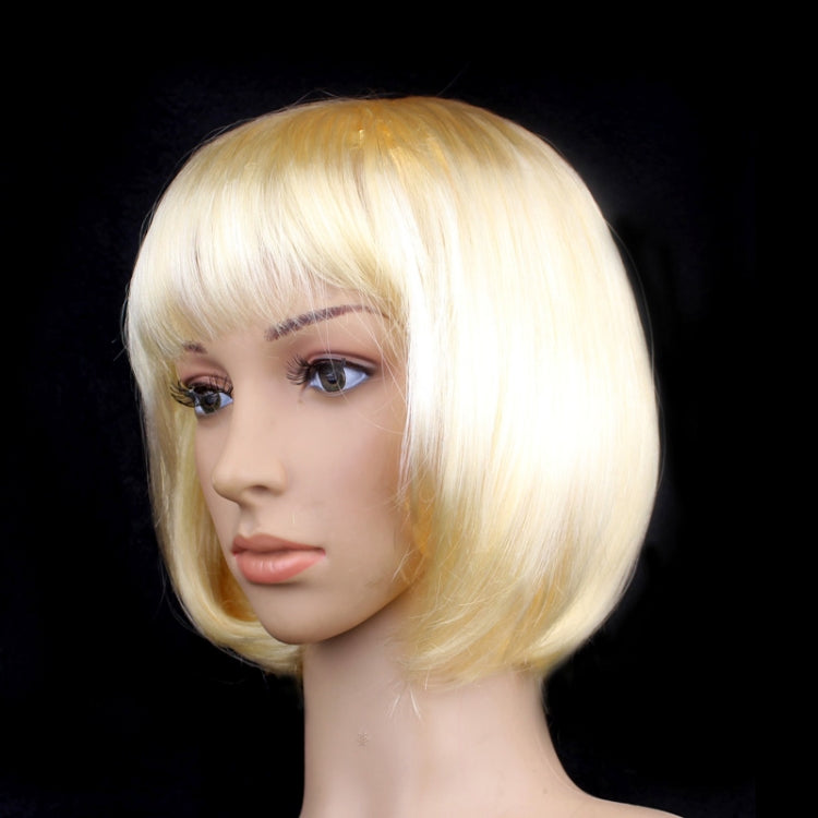 Party Cosplay Headwear Straight Short PET Wigs For Female(Gold)