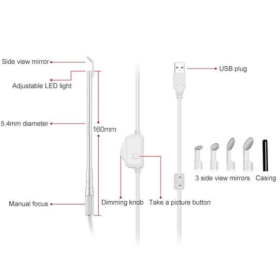 Supereyes Y003 Pet Ear Canal Nasal Cavity Water-resistant Electronic Digital Endoscope