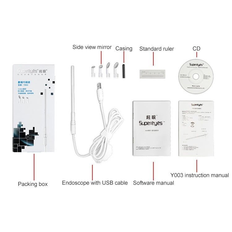 Supereyes Y003 Pet Ear Canal Nasal Cavity Water-resistant Electronic Digital Endoscope
