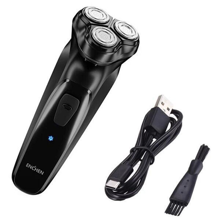 Original Xiaomi ENCHEN Water Proof Triple Rotary Double Ring Blade Shaving Head Electric Rechargeable Shaver For Men(Black)