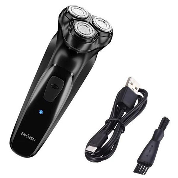 Original Xiaomi ENCHEN Water Proof Triple Rotary Double Ring Blade Shaving Head Electric Rechargeable Shaver For Men(Black)