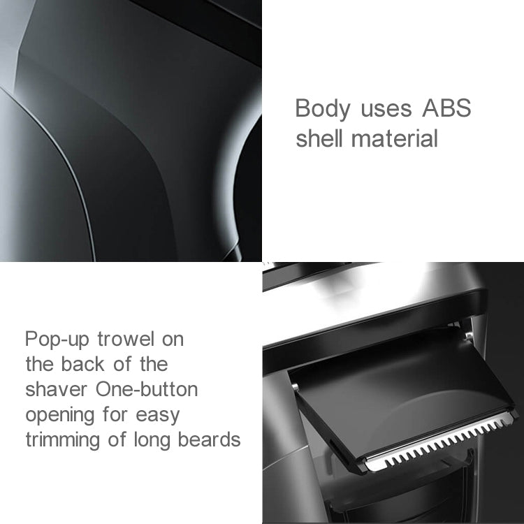 Original Xiaomi ENCHEN Water Proof Triple Rotary Double Ring Blade Shaving Head Electric Rechargeable Shaver For Men(Black)