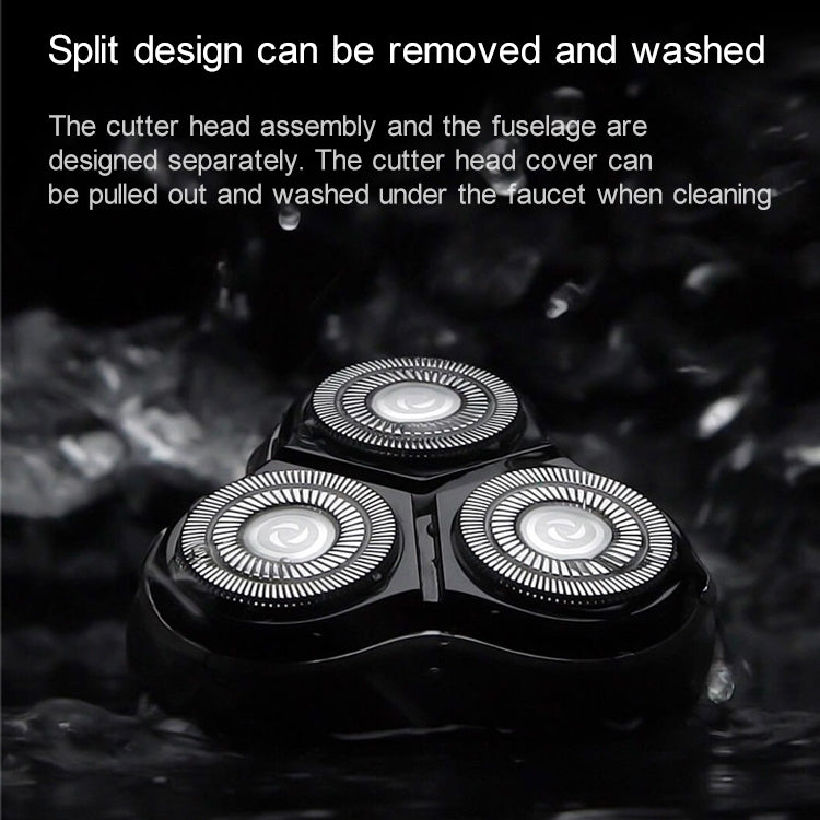Original Xiaomi ENCHEN Water Proof Triple Rotary Double Ring Blade Shaving Head Electric Rechargeable Shaver For Men(Black)
