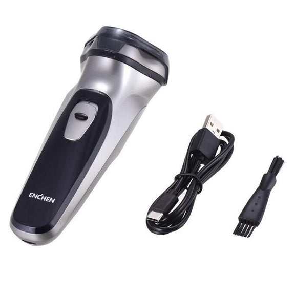 Original Xiaomi ENCHEN Water Proof Triple Rotary Double Ring Blade Shaving Head Electric Rechargeable Shaver For Men(Silver)