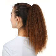 Natural Retro Short Curly Hair Clip-on Corn Blanching Horsetail Wig (Marron)