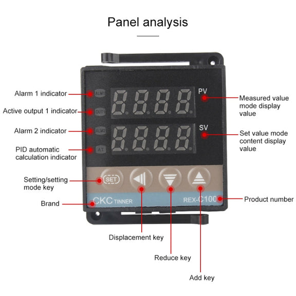 REX-C100 Thermostat + Thermocouple + SSR-60 DA Solid State Module Intelligent Temperature Control Kit