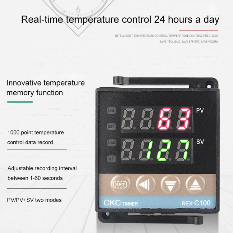 REX-C100 Thermostat + Thermocouple + SSR-80 DA Solid State Module Intelligent Temperature Control Kit