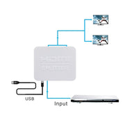 4K HDMI Splitter Full HD 1080p Video HDMI Switch Switcher 1x2 Split Out Amplifier Dual Display for HDTV DVD PS3 Xbox(White)