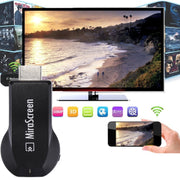 MiraScreen WiFi Display Dongle / Miracast Airplay DLNA Display Receiver Dongle Wireless Mirroring Screen Device with 2 in 1 USB Cable (Black)