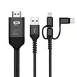 3 in 1 Micro USB + USB-C / Type-C + 8 Pin to HDMI HDTV Cable(Black) - Video & Audio Cable by PMC TechLife | Online Shopping South Africa | PMC TechLife | Buy Now Pay Later Mobicred