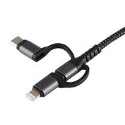 3 in 1 Micro USB + USB-C / Type-C + 8 Pin to HDMI HDTV Cable(Black)