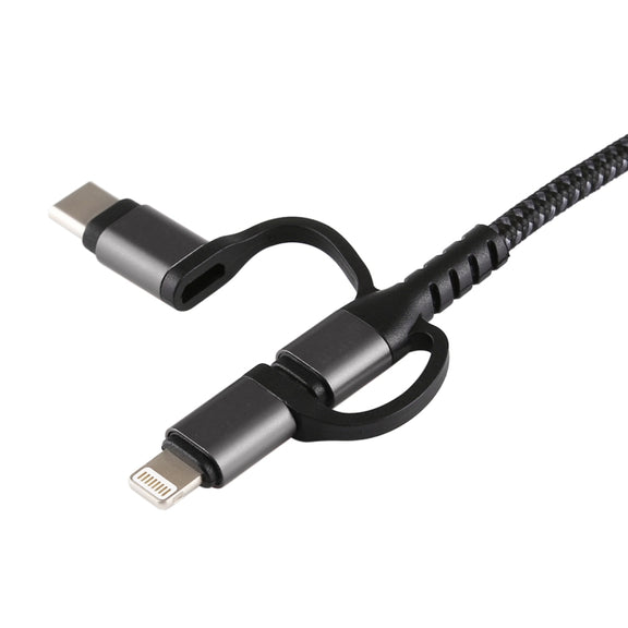 3 in 1 Micro USB + USB-C / Type-C + 8 Pin to HDMI HDTV Cable(Black)