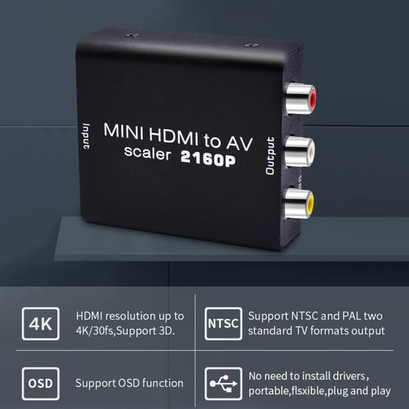 Mini HDMI to AV / CVBS Composite Video Signal Converter(Black)