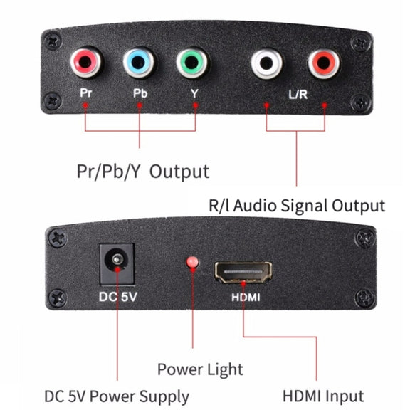 1080P HD HDMI to YPbPr Video and R/L Audio Adapter Converter(Black)