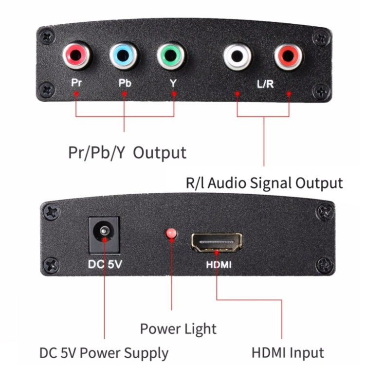 1080P HD HDMI to YPbPr Video and R/L Audio Adapter Converter(Black)