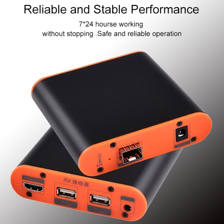 OPT882-KVM HDMI Extender (Receiver & Sender) Fiber Optic Extender with USB Port and KVM Function, Transmission Distance: 20KM (US Plug)