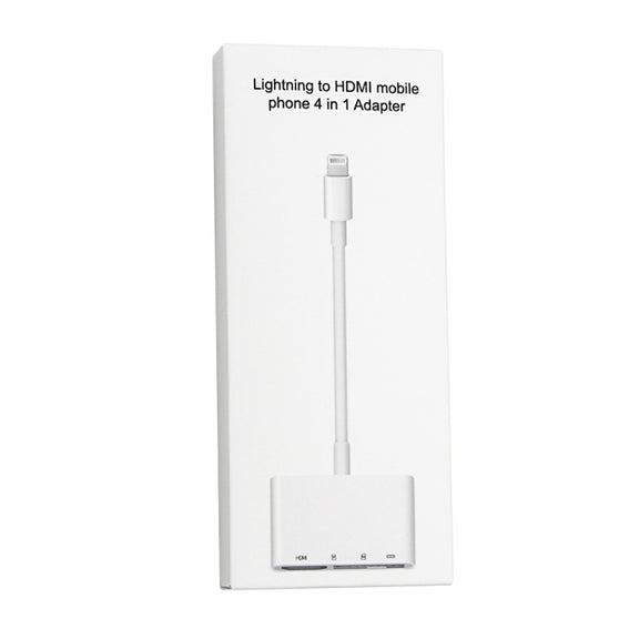 NK-103C 4 In 1 8 Pin to HDMI Multi-function Mobile Phone Converter Adapter (White)