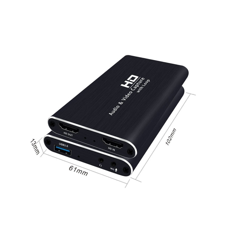 Z34 HDMI Female + Mic to HDMI Female + Audio + USB HD Video & Audio Capture Card with Loop