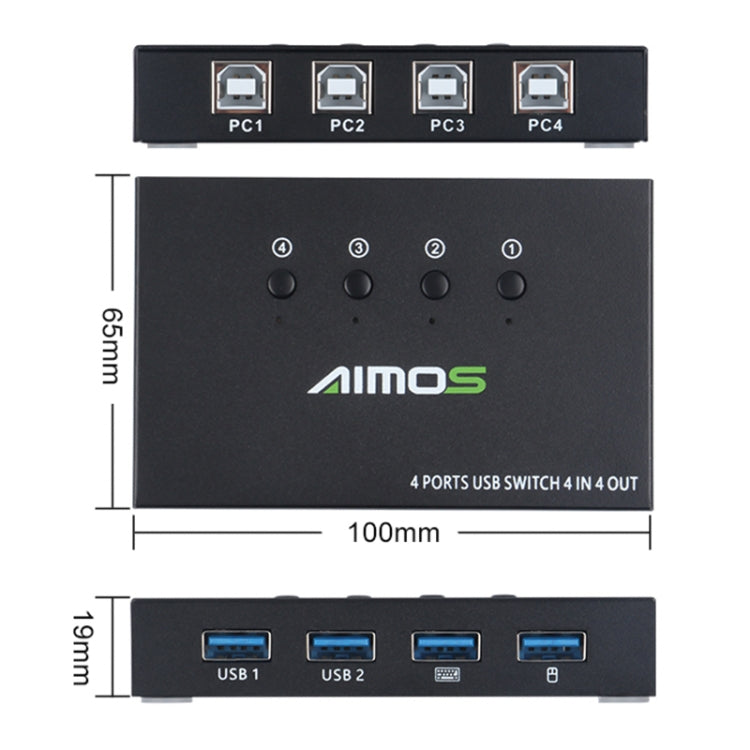 AIMOS AM-KM404K USB2.0 4 In 4 Out Switcher