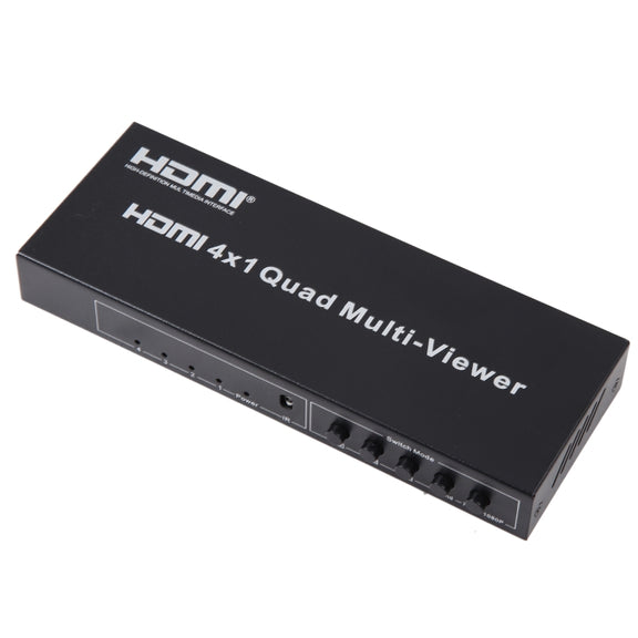 4 in 1 Out HDMI Quad Multi-viewer with Seamless Switcher, UK Plug
