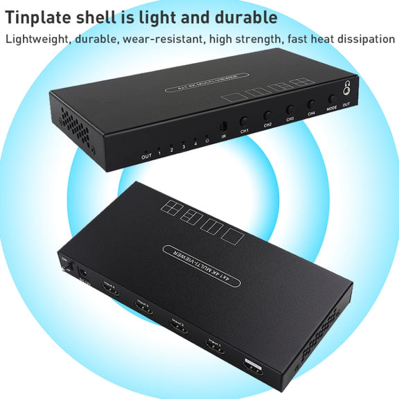 Measy MV4341 4K 30Hz 4 In 1 Out HDMI Quad Screen Splitter, Plug Type: EU Plug (Black)