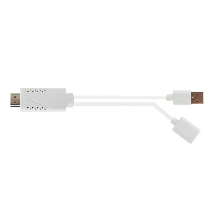 USB Male + USB 2.0 Female to HDMI Phone to HDTV Adapter Cable(White)