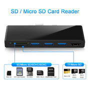 ROCKETEK SK-S4H 3 x USB 3.0 + HDMI + SD / TF Memory Card Reader HUB 4K HDMI Adapter(Black)