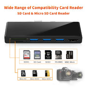 ROCKETEK SK-S5H 3 x USB 3.0 + HDMI + SD / TF Memory Card Reader HUB 4K HDMI Adapter(Black)