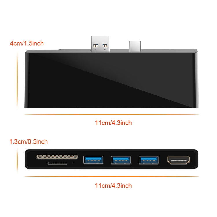 ROCKETEK SK-S5H 3 x USB 3.0 + HDMI + SD / TF Memory Card Reader HUB 4K HDMI Adapter(Black)