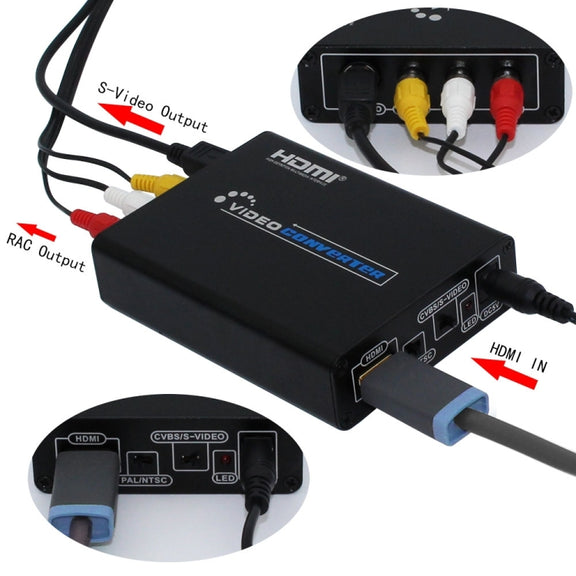 HDMI to Composite / AV S-Video Converter RCA CVBS/L/R Video Converter Adapter, AU Plug