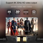 ROCKETEK HDMI01Y-2 HDMI 2.0 4K 30Hz 3D HD Gold-plated Connector HDMI Cable for All HDMI Devices, Length: 2m