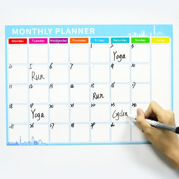 Magnetic Monthly Planner Refrigerator Magnet PET Magnetic Soft Whiteboard, Size: 29.7cm x 42cm (Blue)