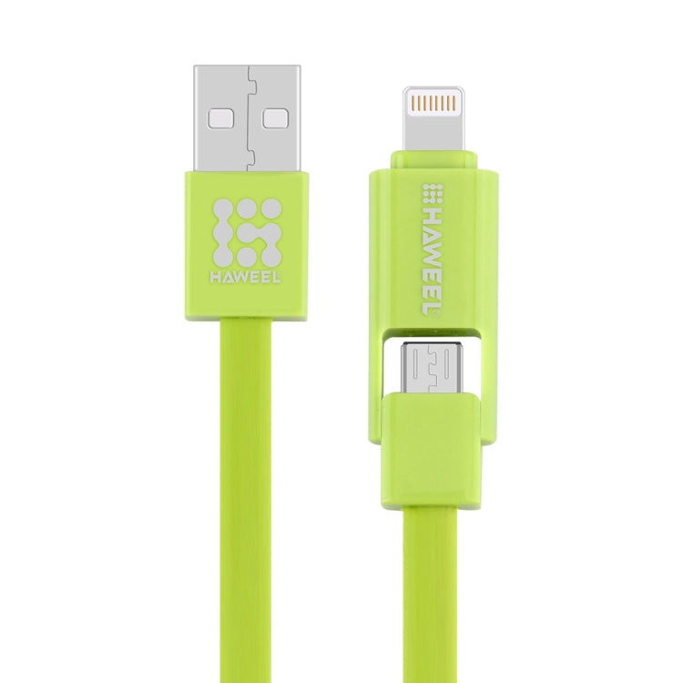 HAWEEL 1m 2 in 1 Micro USB & 8 Pin to USB Data Sync Charge Cable(Green)