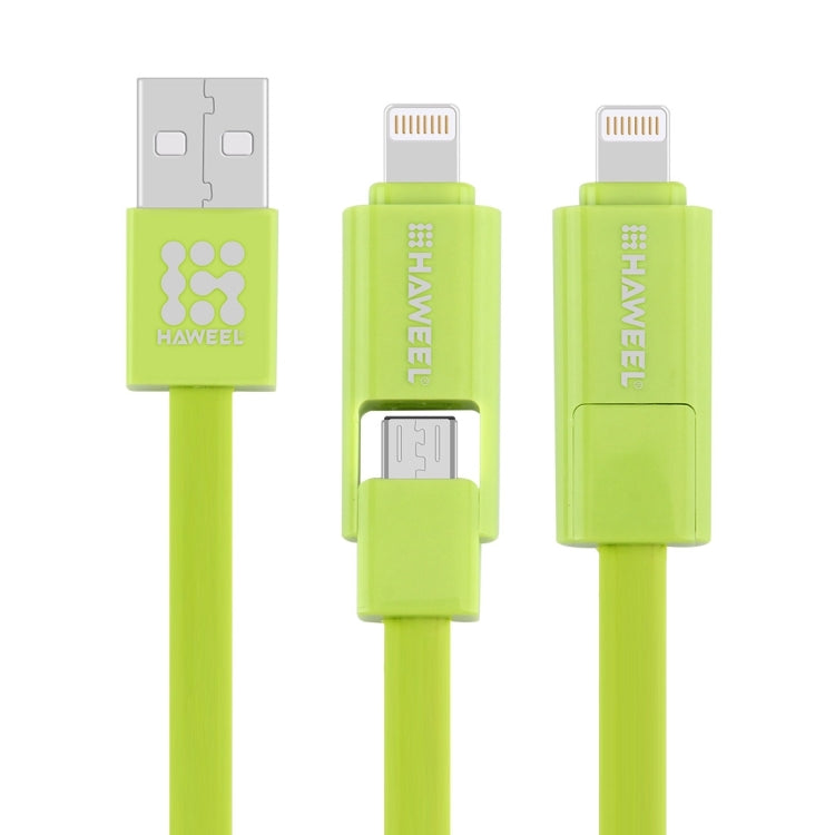 HAWEEL 1m 2 in 1 Micro USB & 8 Pin to USB Data Sync Charge Cable(Green)