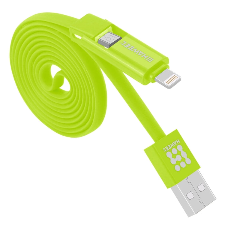 HAWEEL 1m 2 in 1 Micro USB & 8 Pin to USB Data Sync Charge Cable(Green)