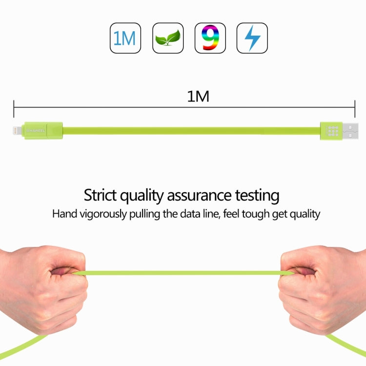 HAWEEL 1m 2 in 1 Micro USB & 8 Pin to USB Data Sync Charge Cable(Green)