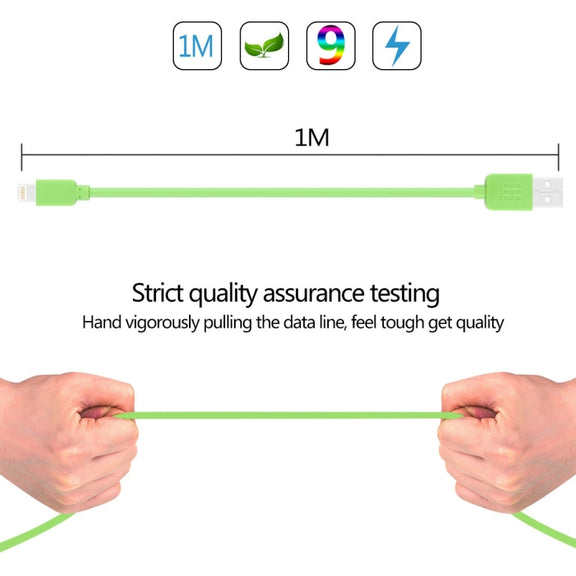 HAWEEL 1m High Speed 35 Cores 8 Pin to USB Sync Charging Cable for iPhone, iPad(Green)