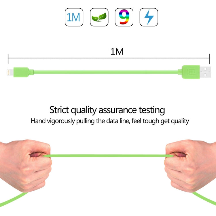 HAWEEL 1m High Speed 35 Cores 8 Pin to USB Sync Charging Cable for iPhone, iPad(Green)